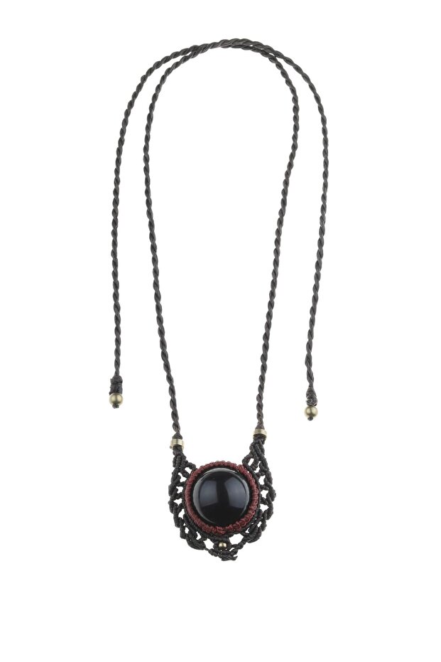 Onyx Stone Knitted Necklace - 200002