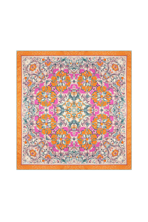 وشاح حريري بنمط برتقالي - 1