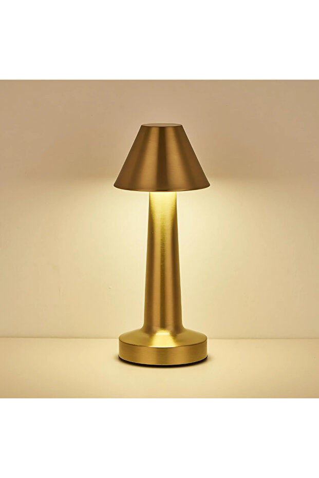 Gold Bell Shape LED Table Lamp, Portable Cordless Night Light with 3-Level Dimmable Brightness