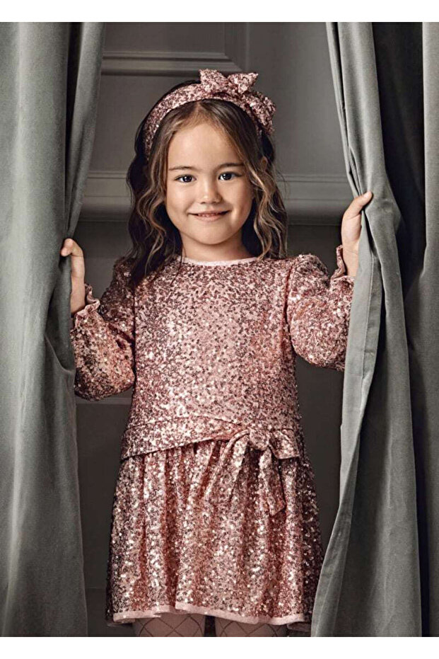 Siyah/Pembe Pullu Elbise Çocuk 5531 - 1