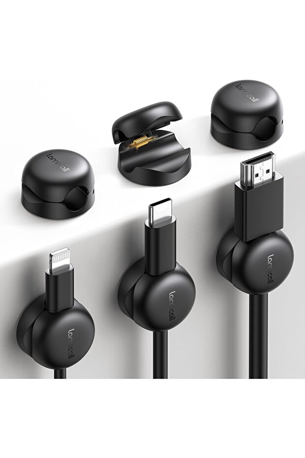 Cable Clips, Spring Cord Organizer Holder - 6 Pack Latest Compact Desk Cable Management Cli