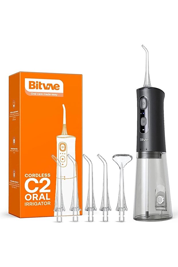 Dental Water Irrigator BVC2 by Dalip - 5 Standard Nozzles, Tongue Scraper, Soft/Normal/Strong Modes - 4