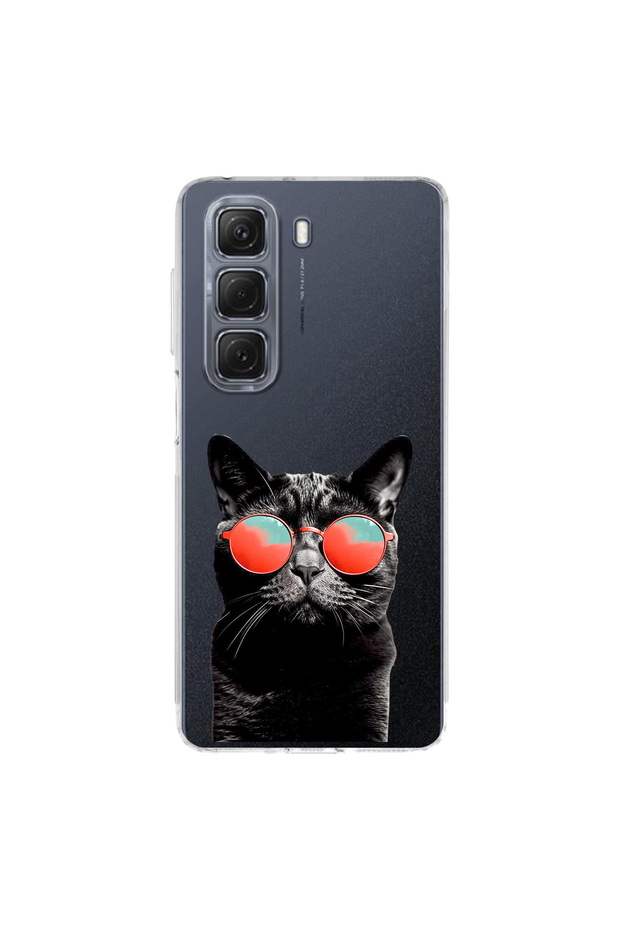 جراب شفاف مطبوع عليه Cat 3 متوافق مع هاتف Infinix Hot 50 Pro مع حماية للكاميرا - 1