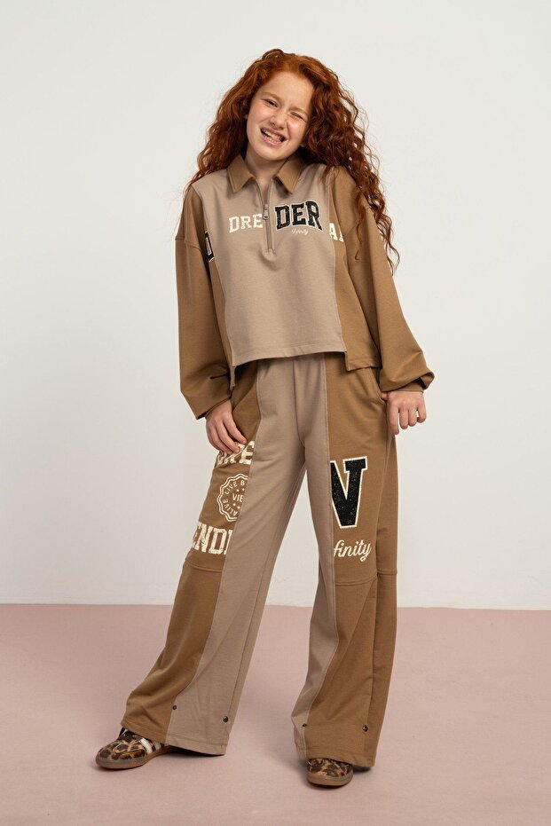 9-15 Years Old Dreder Alıve Girl's Suit-Camel