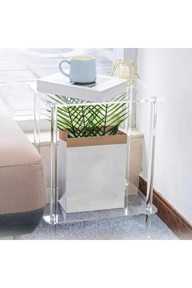 Acrylic Nesting Coffee and Side Tables Set – Transparent Modern Design – 40 × 40 × 30 cm