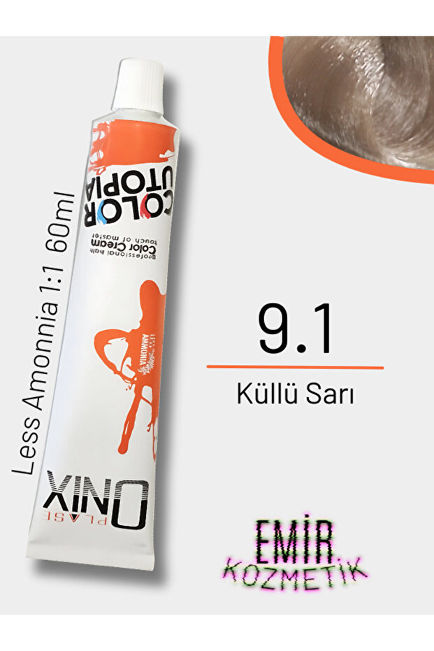 Düşük Amonyaklı Saç Boyası 60ml Küllü Sarı 9.1 - 1