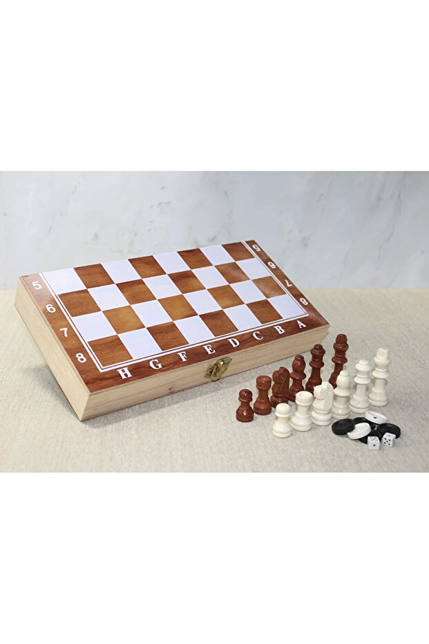 Wooden Boxed Chess and Backgammon Set Alk4024