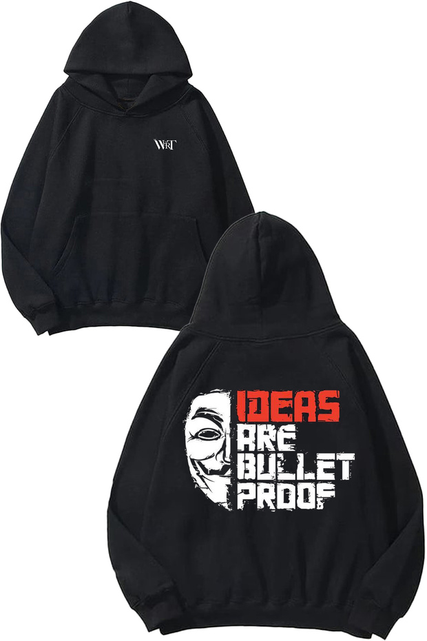 V for Vendetta 2 Design Back Printed Black Hooded Sweatshirt