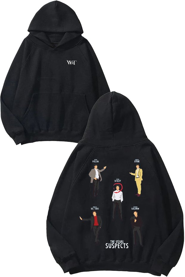 The Usual Suspects 6 Design Back Printed Black Hooded Sweatshirt