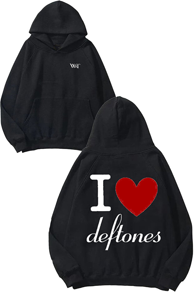 سويت شيرت بقلنسوة أسود مطبوع عليه تصميم Deftones 14