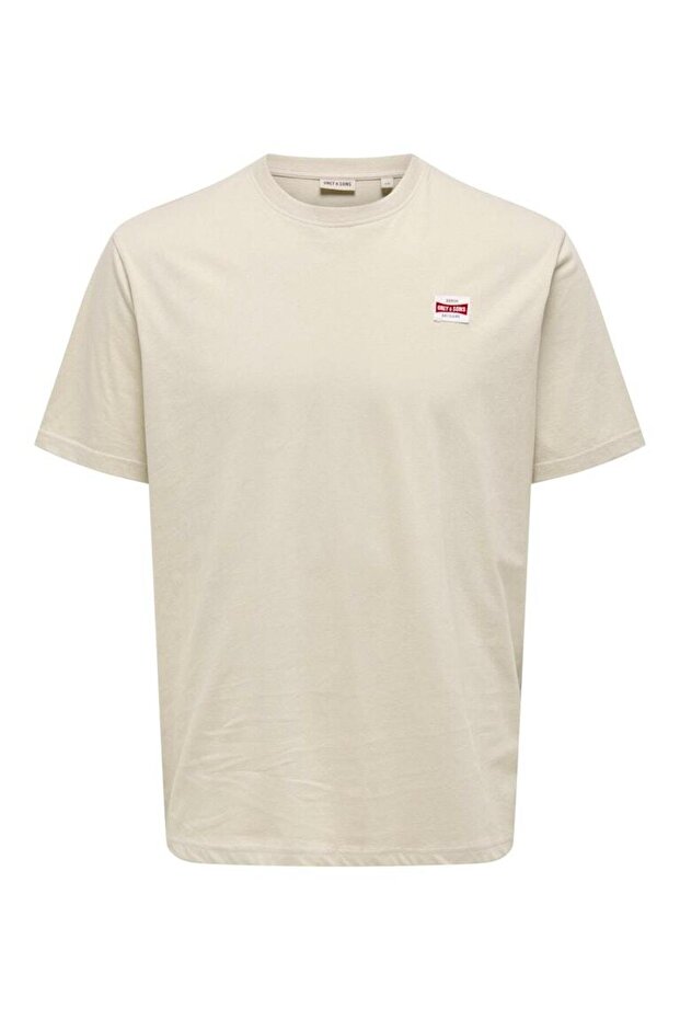 Men's Round Neck Regular Fit Beige T-Shirt - 22033190