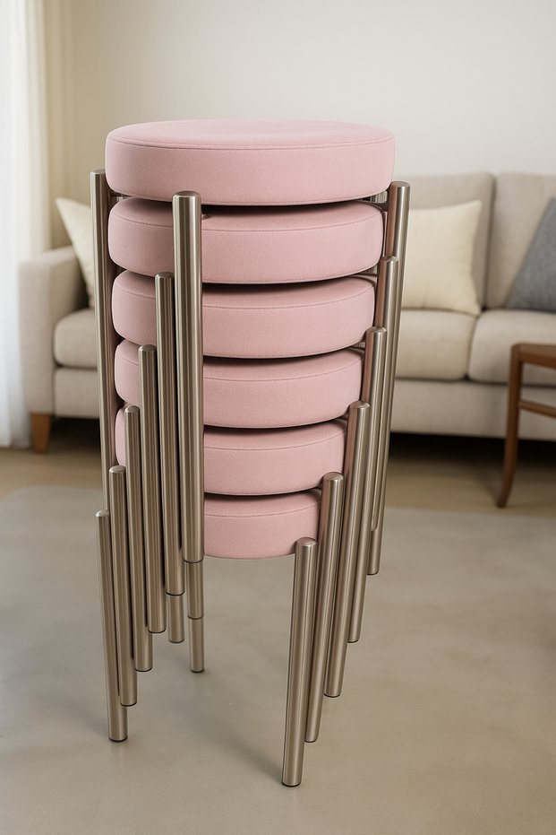 Bera Metal Wipable Tailored Fabric Stool (6 Pieces - Assembled for Shipping)