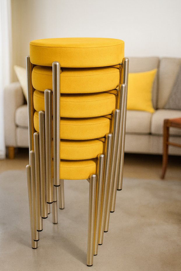 Bera Metal Wipable Tailored Fabric Stool (6 Pieces - Assembled for Shipping)