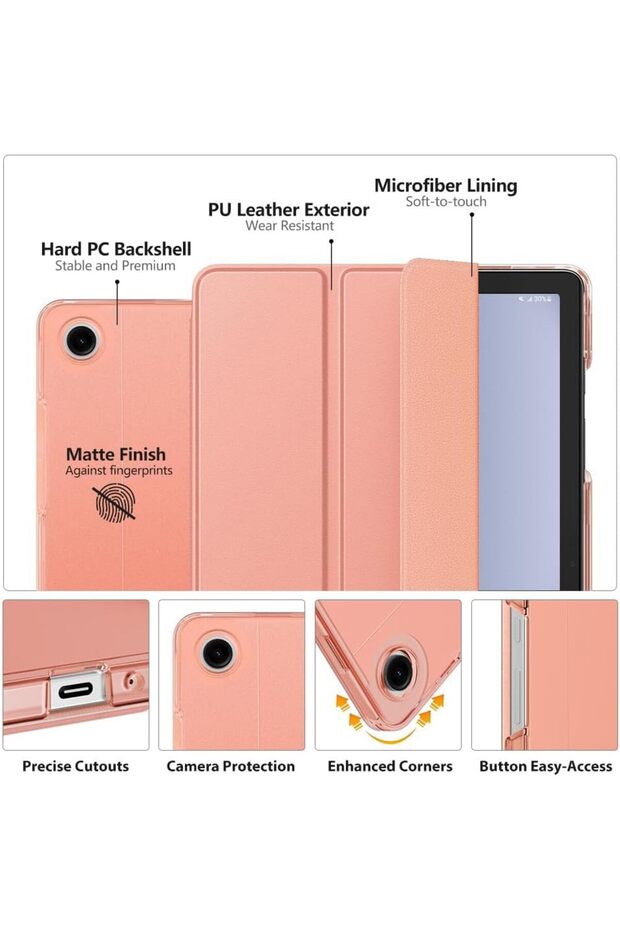 Samsung Galaxy Tab A9 Plus 11 Inç Kılıf Smart Uyku Modlu Standlı Şeffaf Kapaklı Sm-x210 (UYUMLU) - 3