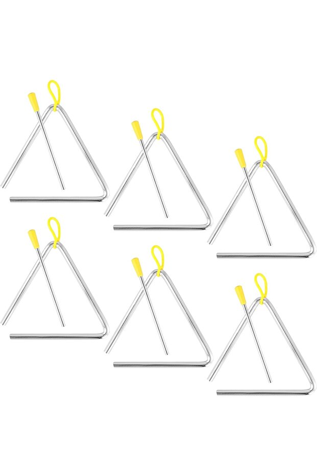 SYUTBOU Set of 6 Triangle Musical Instruments, 5 Inch Triangle Percussion, Triangle Instrument