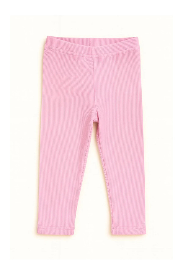 Ribbed girl's leggings - pink