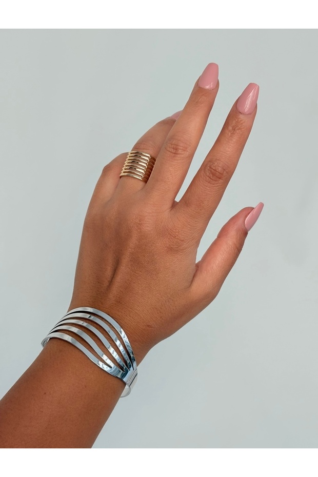 Steel Latis Handcuff Bracelet