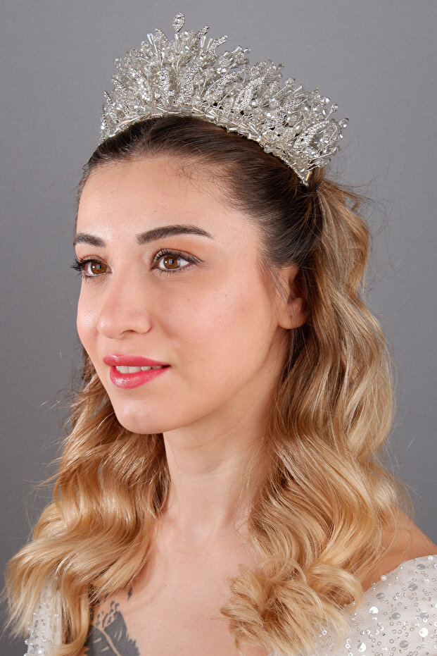 Elara Crystal Stone Bridal Crown Evening Dress and Henna Hair Accessory