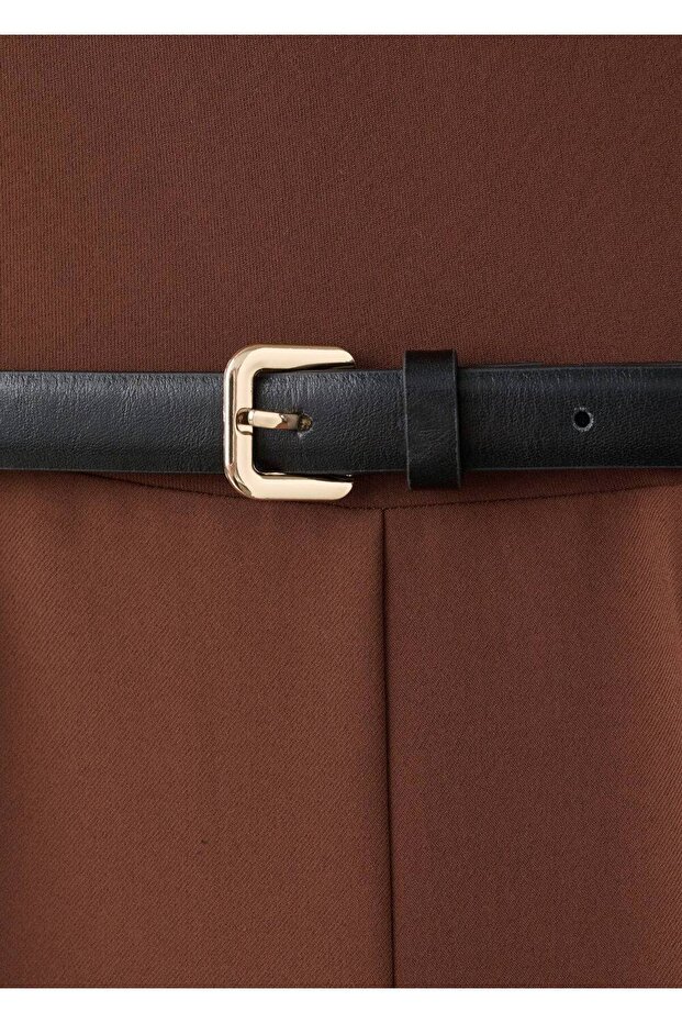 Drape yaka kemerli tulum - 6