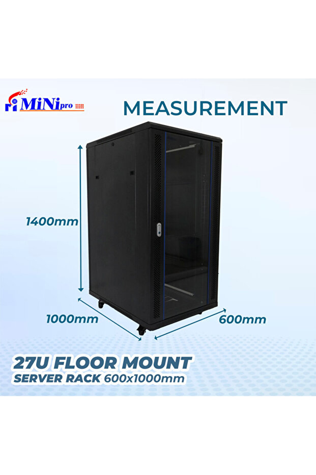 خزانة رفوف مثبتة على الحائط مقاس 27U - 7