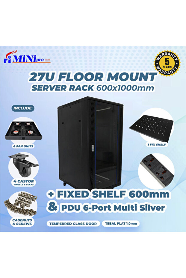 خزانة رفوف مثبتة على الحائط مقاس 27U - 4