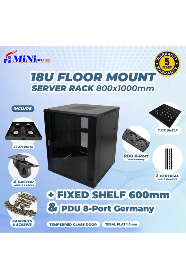 خزانة رفوف مثبتة على الأرض مقاس 27U - 3