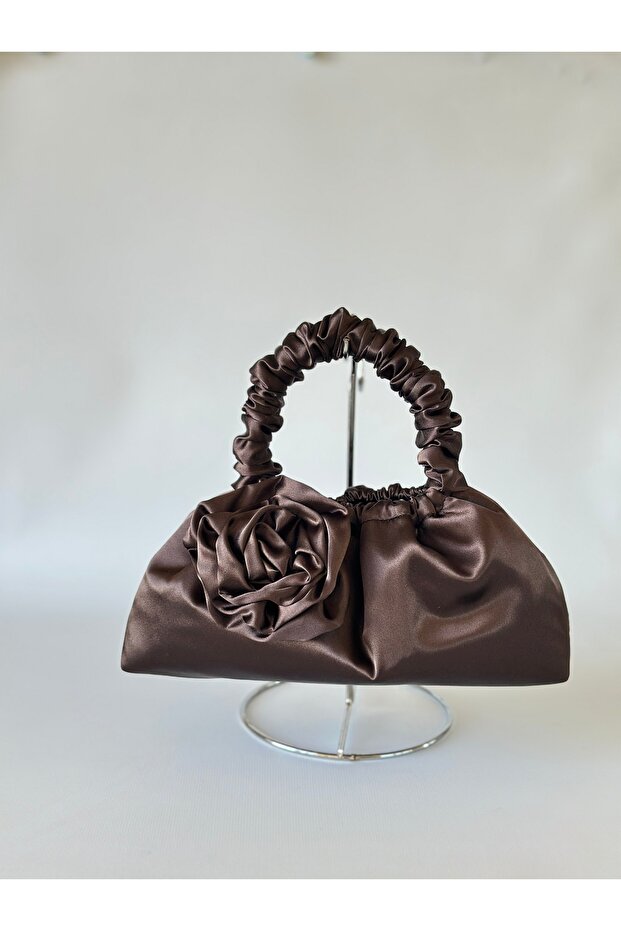Brown Satin Portfolio Evening Dress Handbag