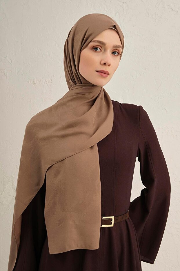 Lyocell Viscon Shawl - Wave Pattern 1 - Mink 09 - 2