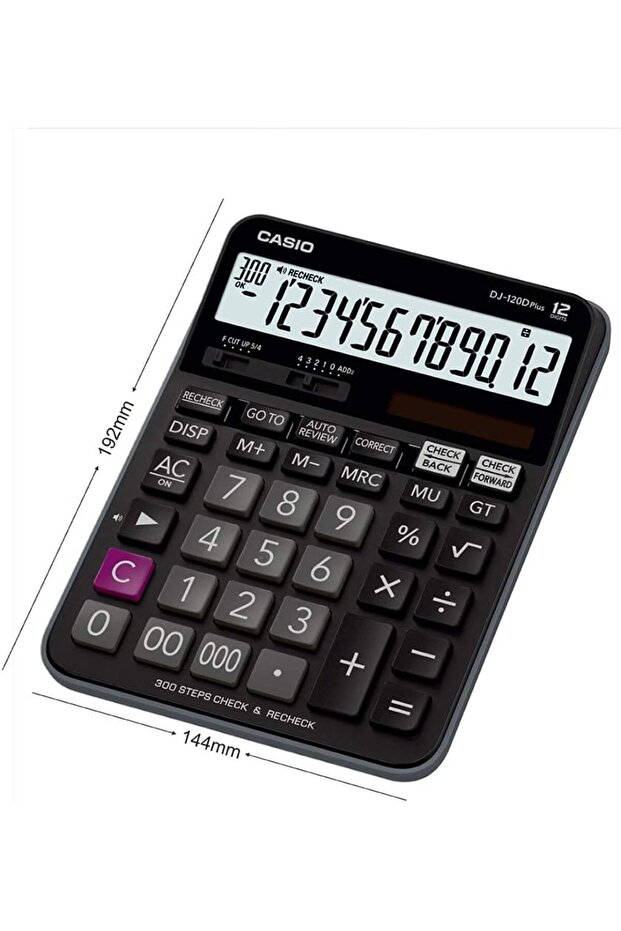 DJ-120D Plus 300 Steps Check and Correct Desktop Calculator Bigger Screen/Keys (12 Digit) - 2