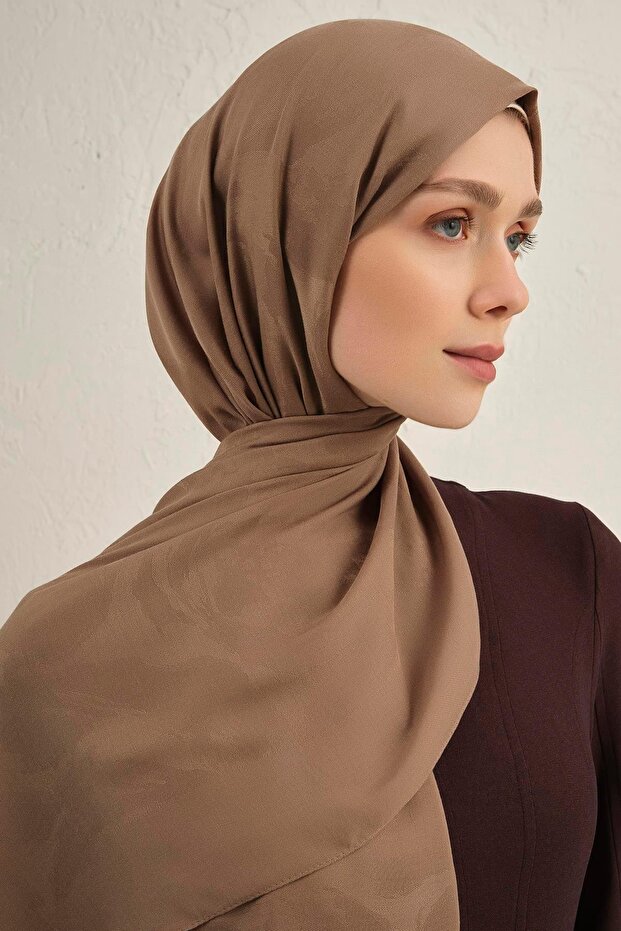 Lyocell Viscon Shawl - Wave Pattern 1 - Mink 09 - 4