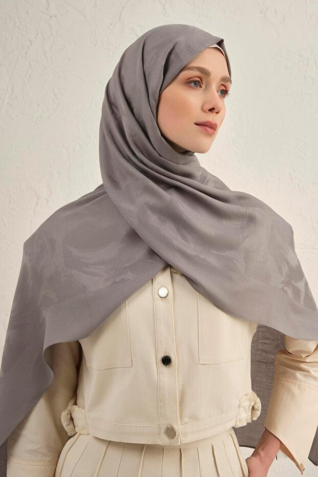 Lyocell Viscon Shawl - Wave Pattern 1 - Gray 19 - 1