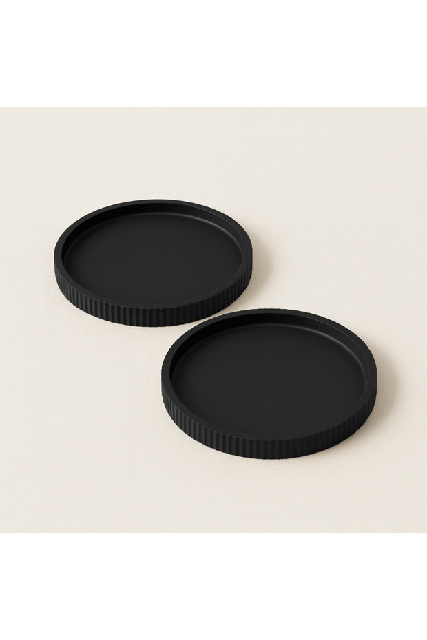 صينية عرض مستديرة سوداء من ستوديو، قطعة خرسانية - 4