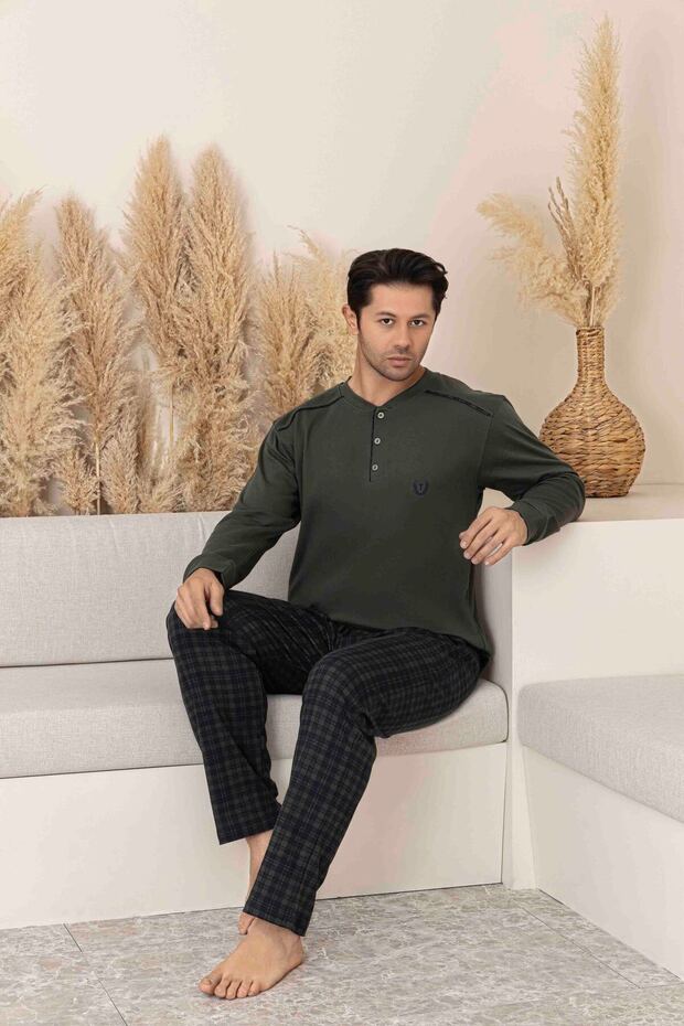 Erkek Ekose Ve Kareli Uzun Kol Mevsimlik Pijama Takımı Baba-Oğul Kombin Tek Tek Sepete Eklenmelidir. - 2