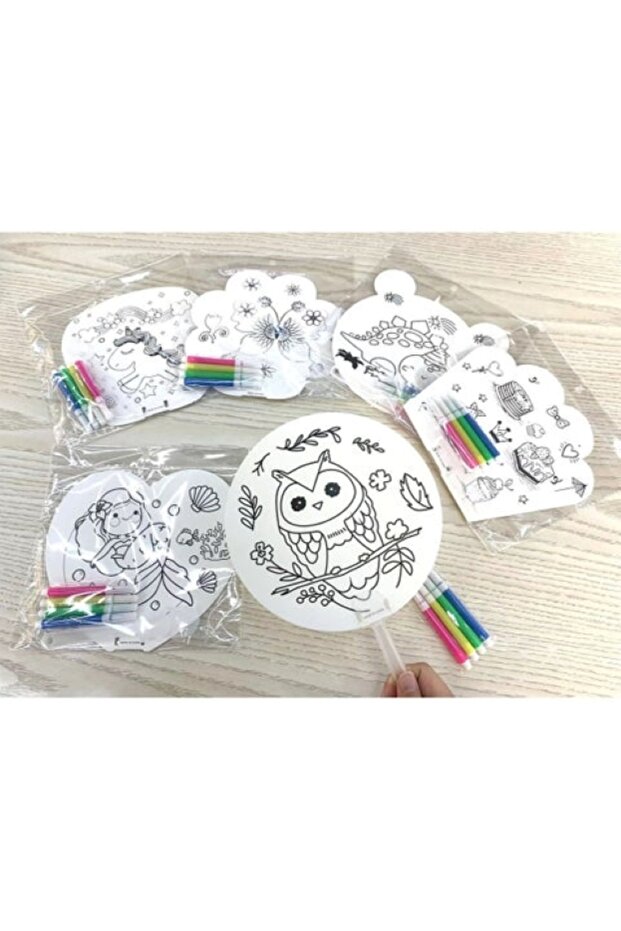 Children’s Coloring Fan Set Creative DIY Art Kit with Designs