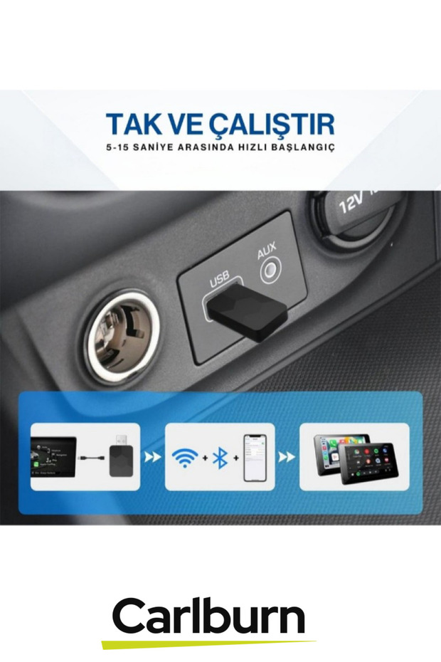 Premium Bluetooth 5.4 Tak Çalıştır Hızlı Wifi 6 Teknolojisi MPIA CP-2 Android Car Play Auto Adaptör - 3