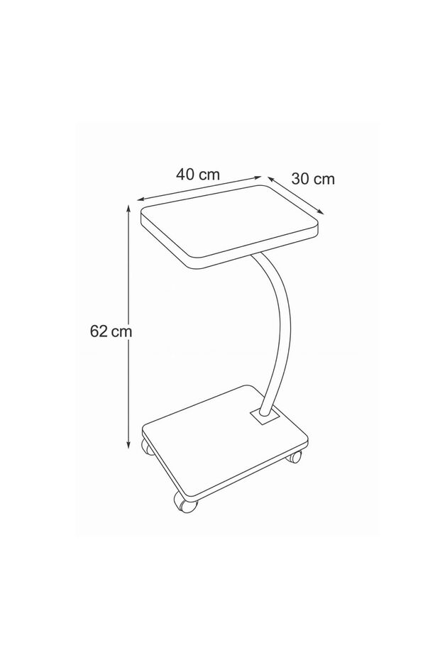 طاولة جانبية عصرية متعددة الاستخدامات، قاعدة متينة مزودة بعجلات لسهولة الحركة، لون أسود - 2