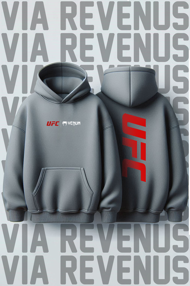 Ufc Front and Back Printed Hooded Sweatshirt