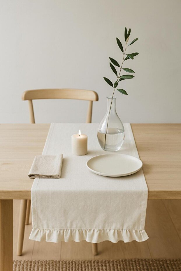 سجادة مفرشة من الكتان المزخرف بالكشكشة - 1