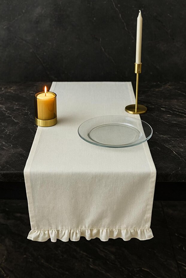 سجادة مفرشة من الكتان المزخرف بالكشكشة - 6