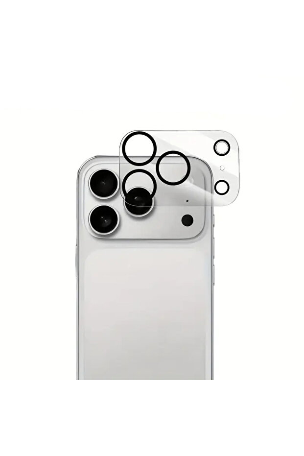 واقي عدسة من الزجاج الصلب المقوى متوافق مع Apple iPhone 17 Pro (مع إطار أسود)