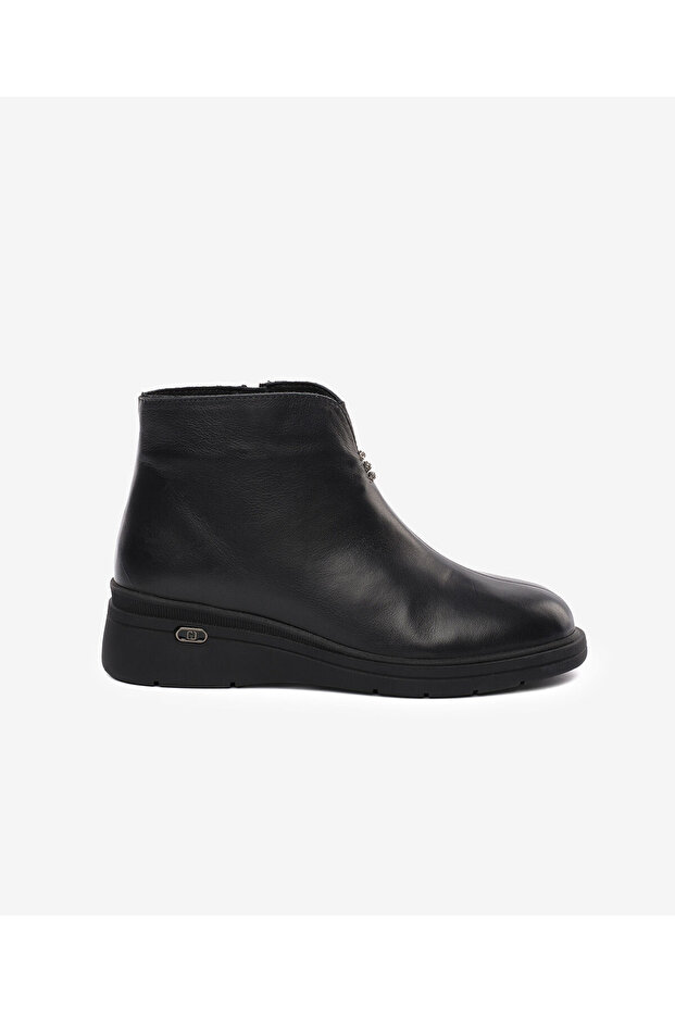 59151 Women's Genuine Leather Zippered Feta Heel Short Boots