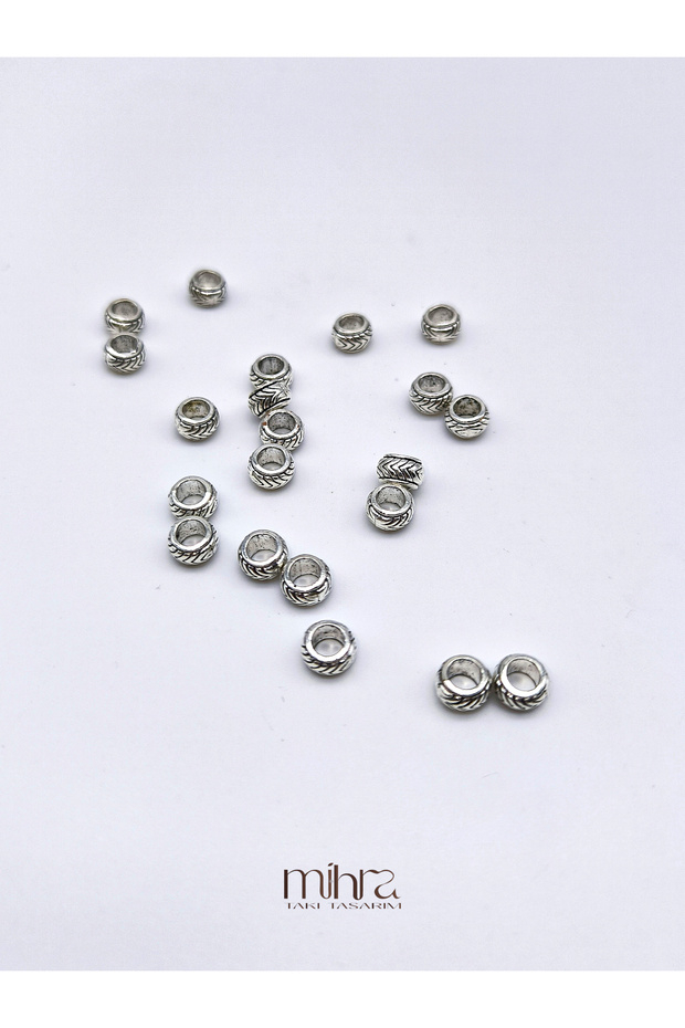 Metal Beads – Silver Colored - 20 Pieces |   Compatible for Making Prayer Beads and Natural Stone Bracelets