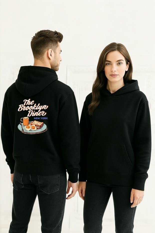 The Brooklyn Diner Colorful Printed Hooded Sweatshirt
