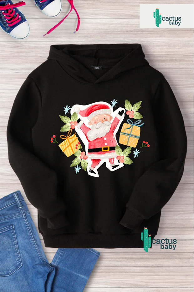 Hooded Sweatshirt Christmas New Year New Year's Day Printed Gift Children's Hoodie 3 Thread Cotton