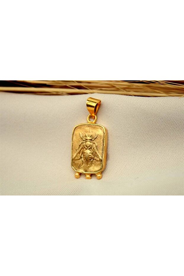 El İşi Arı Figürlü 925 Ayar Gümüş Kolye | Bereket ve Şans Simgesi Takı - 4