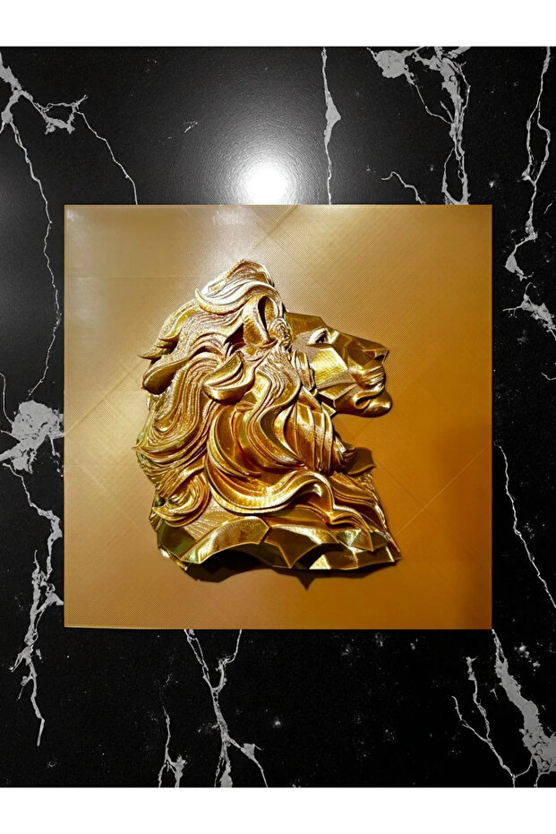 3D Aslan Kral Duvar Tablosu – Altın Sarısı - 1
