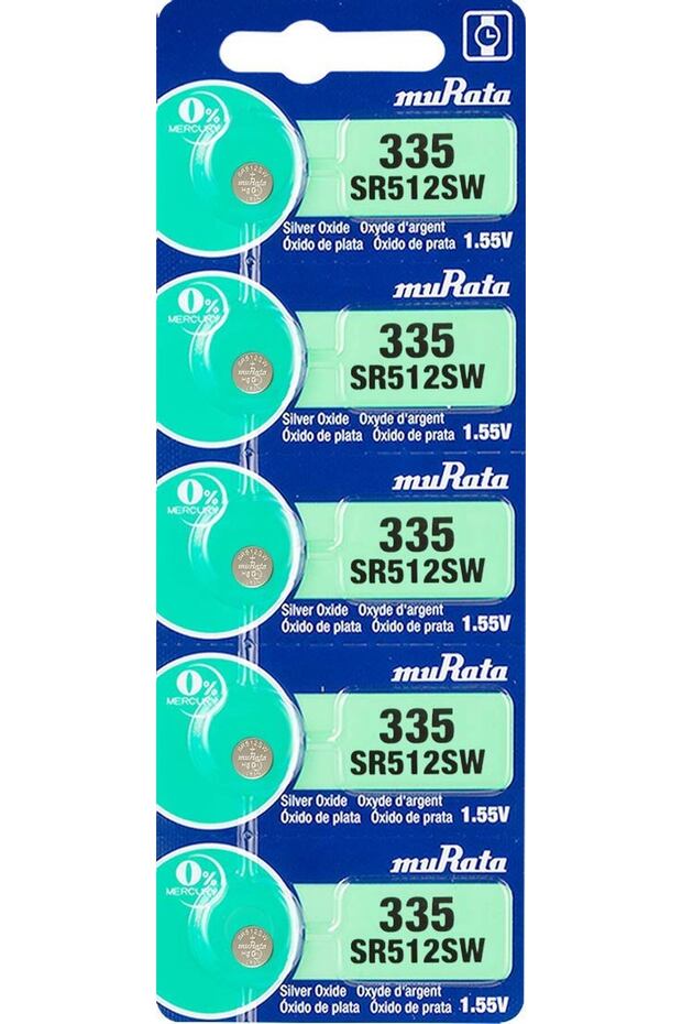 SR512SW / 335 Silver Oxide 1.55V (muRata) Japan Batteries - 5 Pieces