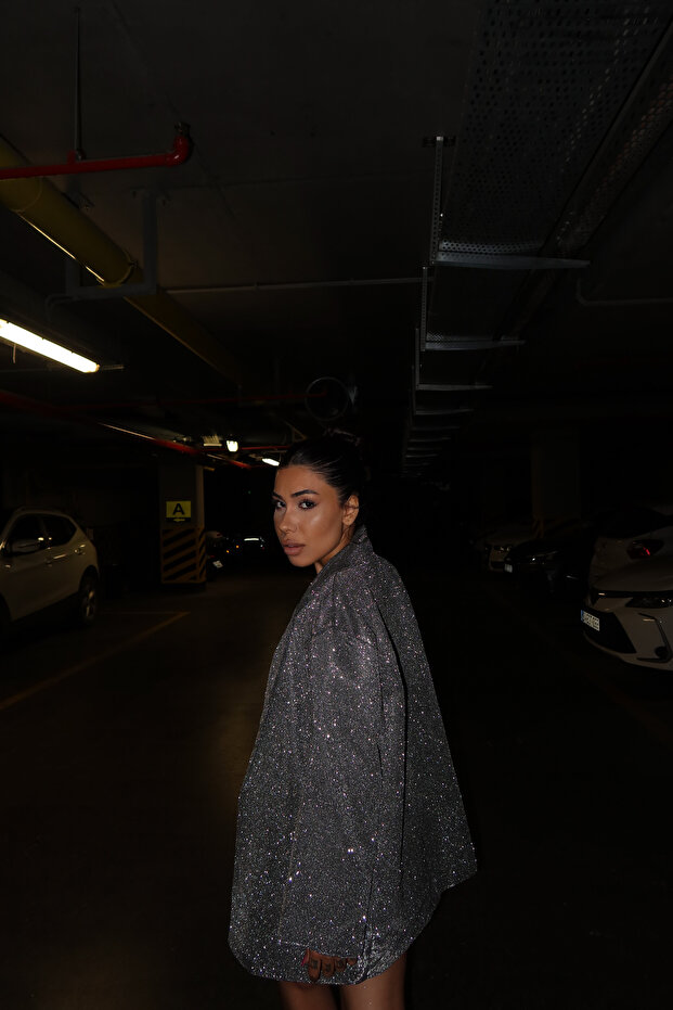 Oversize Simli Ceket - 6