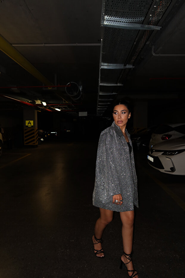 Oversize Simli Ceket - 8