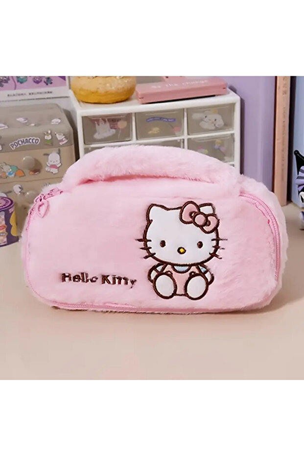 Plush Pink Pencil Bag with Character Figures Ad98926